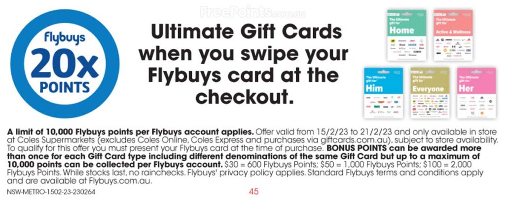20x Flybuys Points On Apple Gift Cards Coles (offer Ends 11