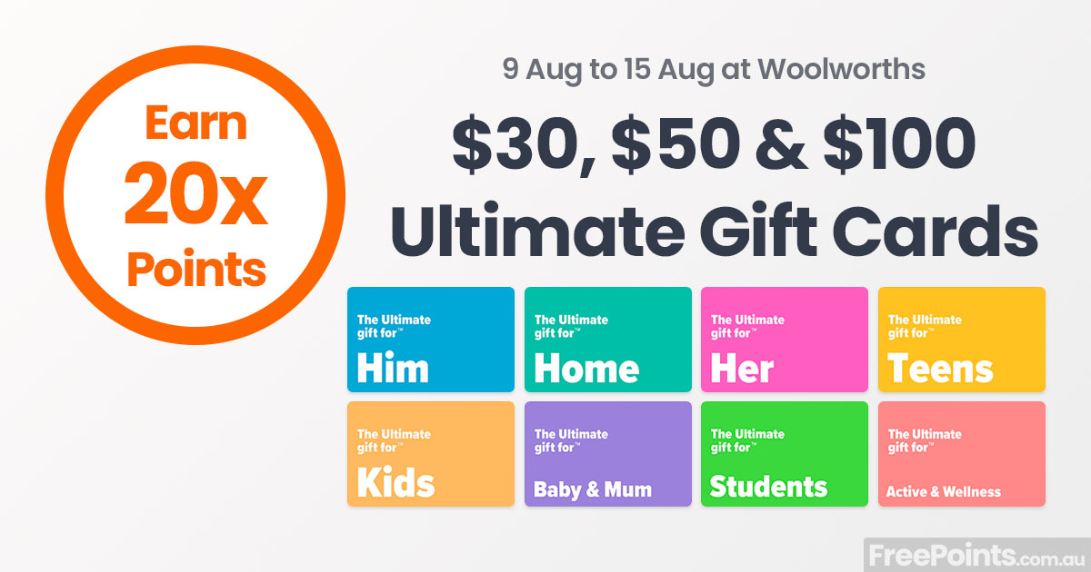 10x Everyday Rewards points on Activ Visa gift cards @ Woolworths