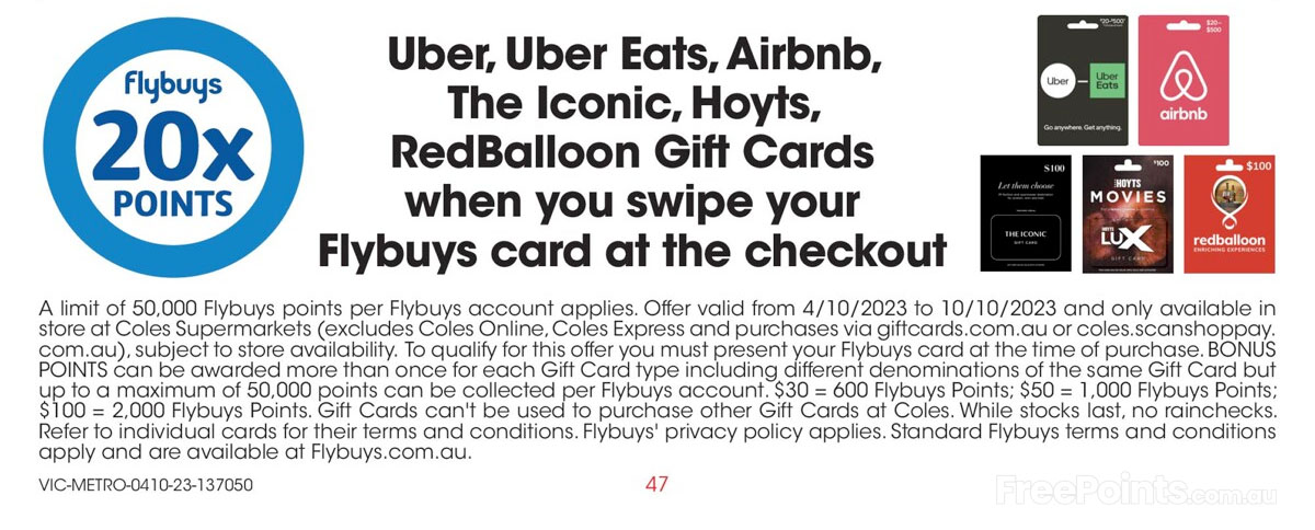20x Flybuys points on Apple gift cards @ Coles (2 Aug to 8 Aug 2023) :  r/VelocityFrequentFlyer