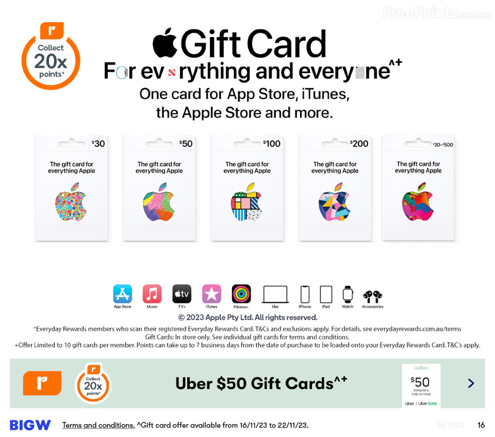 20x Flybuys points on Apple gift cards @ Coles 